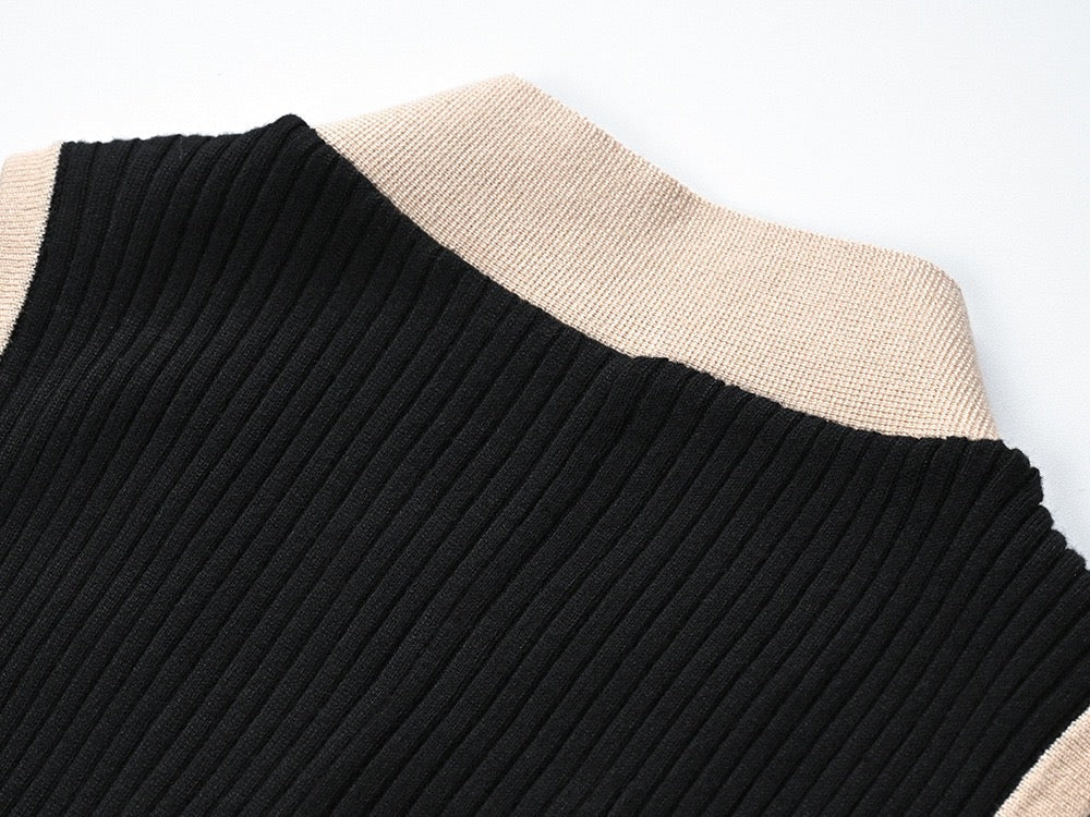 Dress white stripe knit detail